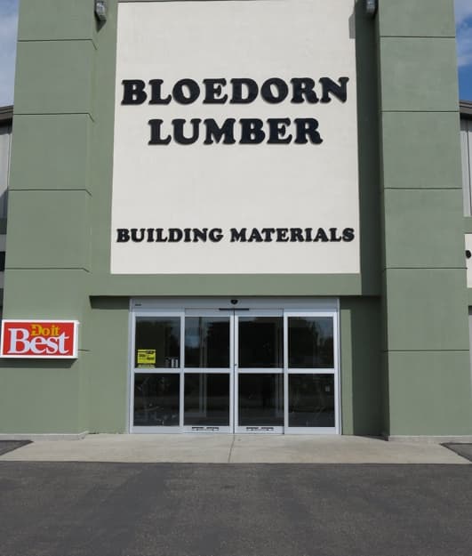 Bloedorn Lumber storefront.